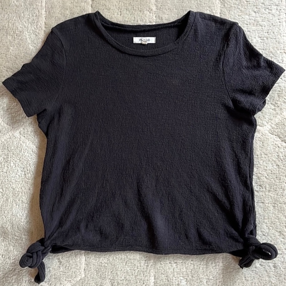 EUC XL Madewell Black Tie-Hem Top - Picture 4 of 4